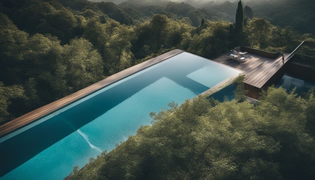How long do pool covers last? 1 designer pool covers A swimming pool in the middle of a forest.